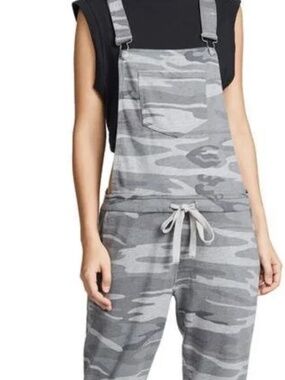Z Supply Mureile Knit Overalls Gray Camo - Small - Loungewear Drawstring Gorp